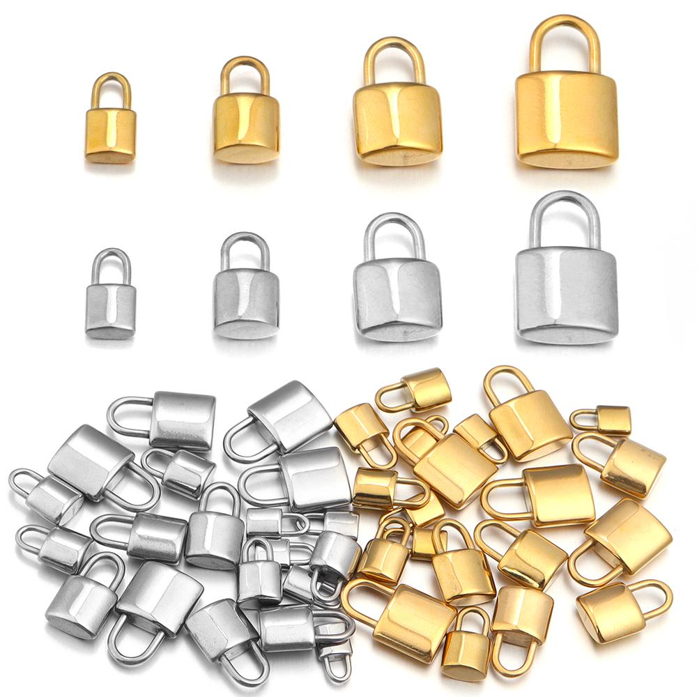 2 pièces Breloques Cadenas en Acier Inoxydable Couleur Acier Doré Breloques Métalliques Pendentifs Pour la Fabrication de Bijoux DIY Pendentifs de Collier Accessoires