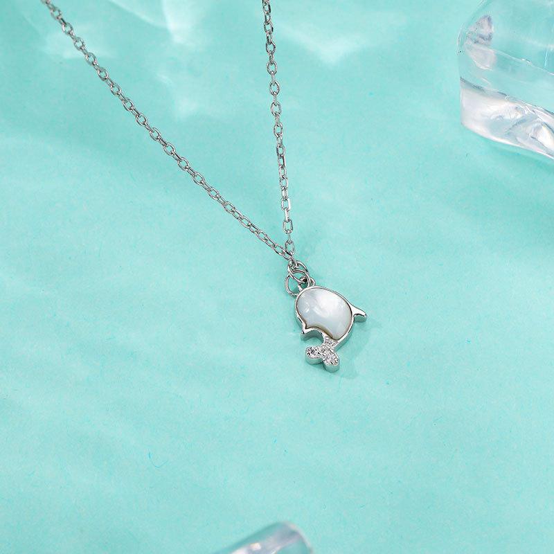 Colar Baleia Golfinho Pequeno Temperamento Fofo Concha Corrente Clavicular Novo Estilo Decoração Feminina