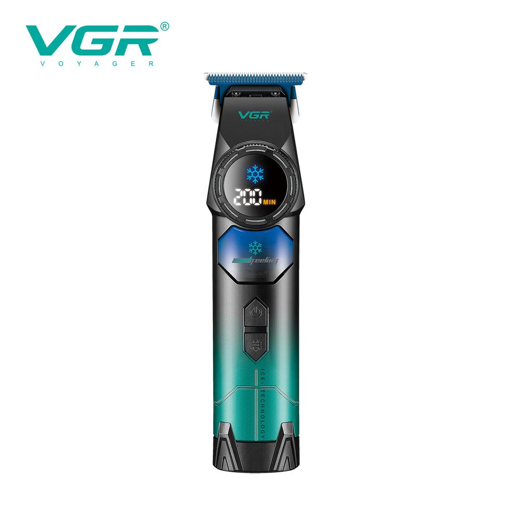 VGR Ice Technology Brushless Motor 8000RPM Metal Body Professional Hair Trimmer for Barber Haircut Machine Oil Head Clipper V-946 with LCD Display