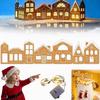 Foldable Christmas Village Decor with LED String Lights Gingerbread House Set Holiday Tabletop Ornaments for Home Office Mantel