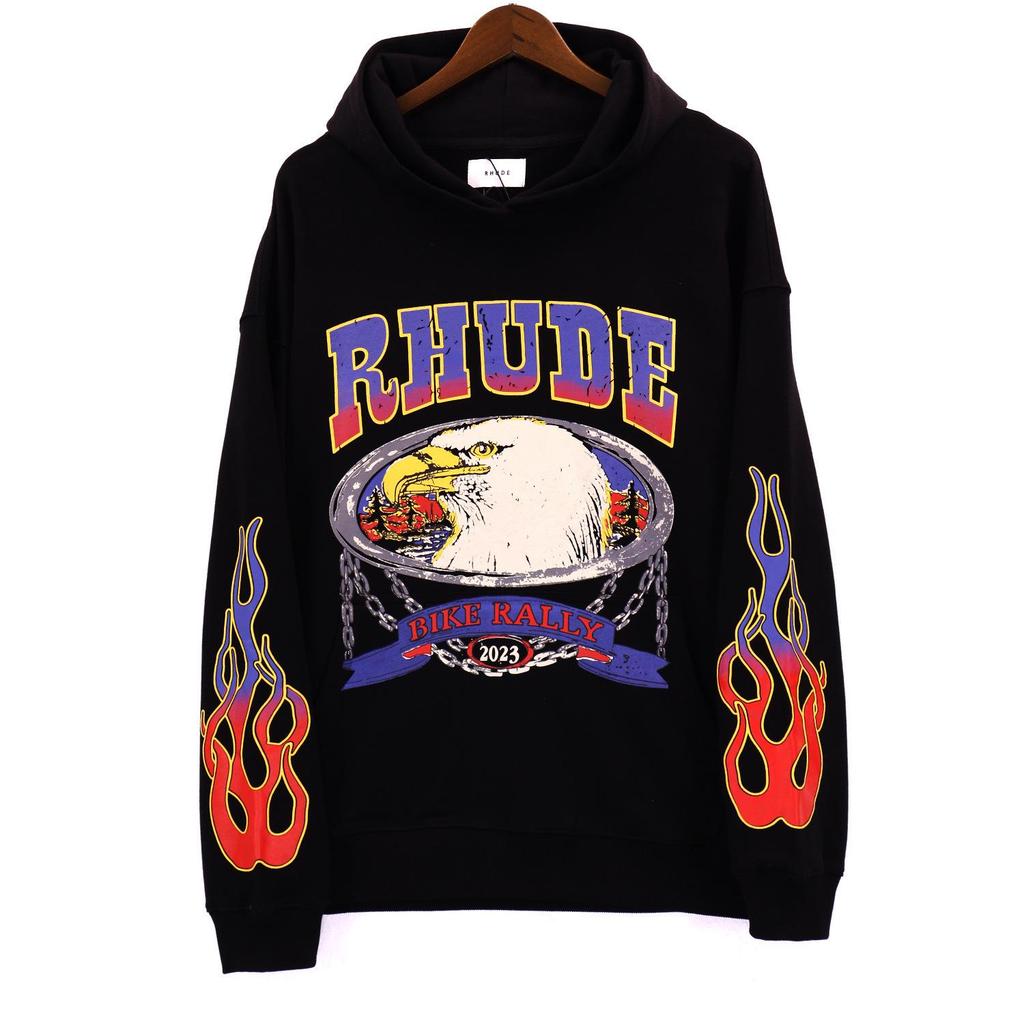 25SS RHUDE Geometric Hooded Sweatshirt - Men's Trendy European & American Style Jacket
