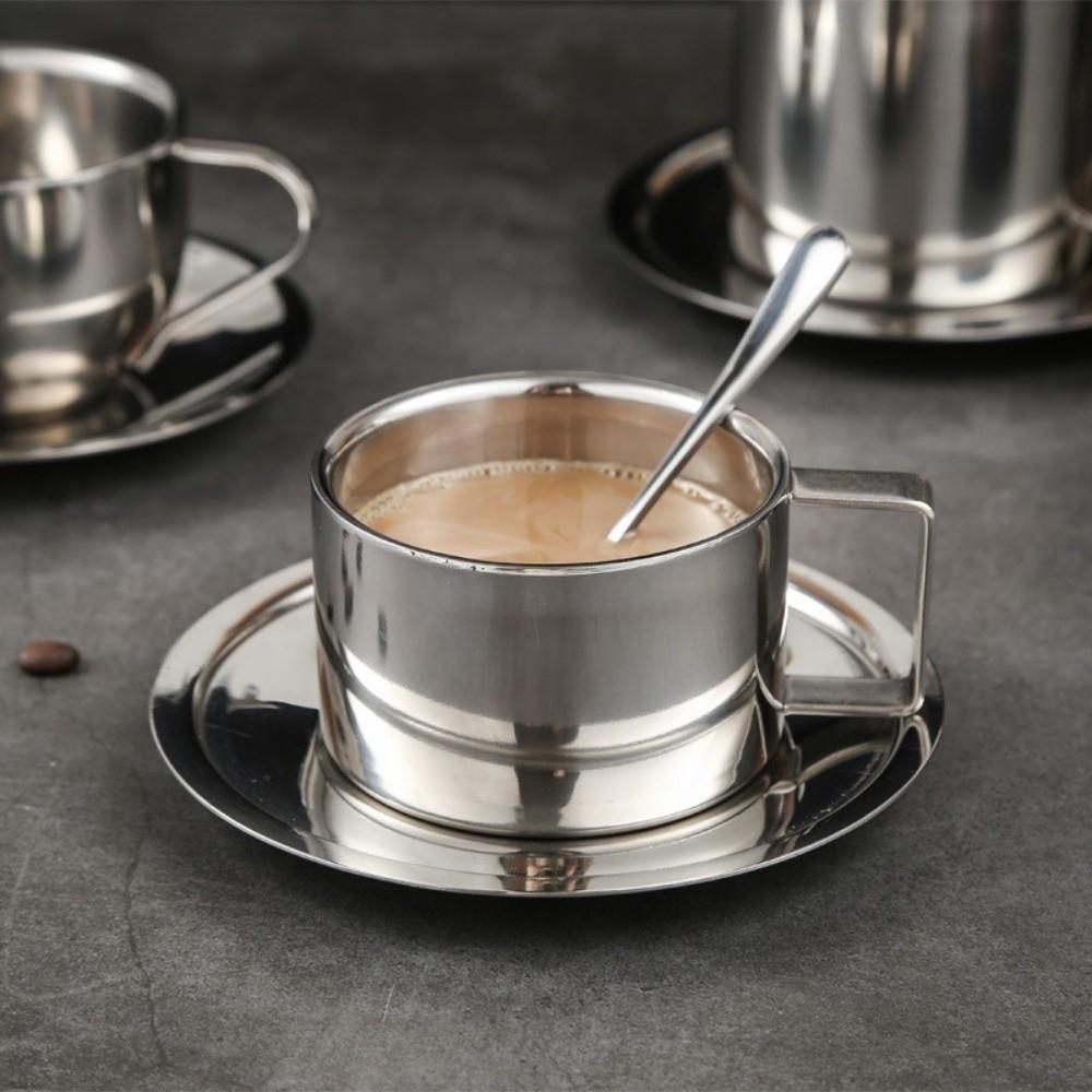 Stainless Steel Coffee Cup Set Double Wall Espresso Cup Portable Tea Cup  Office