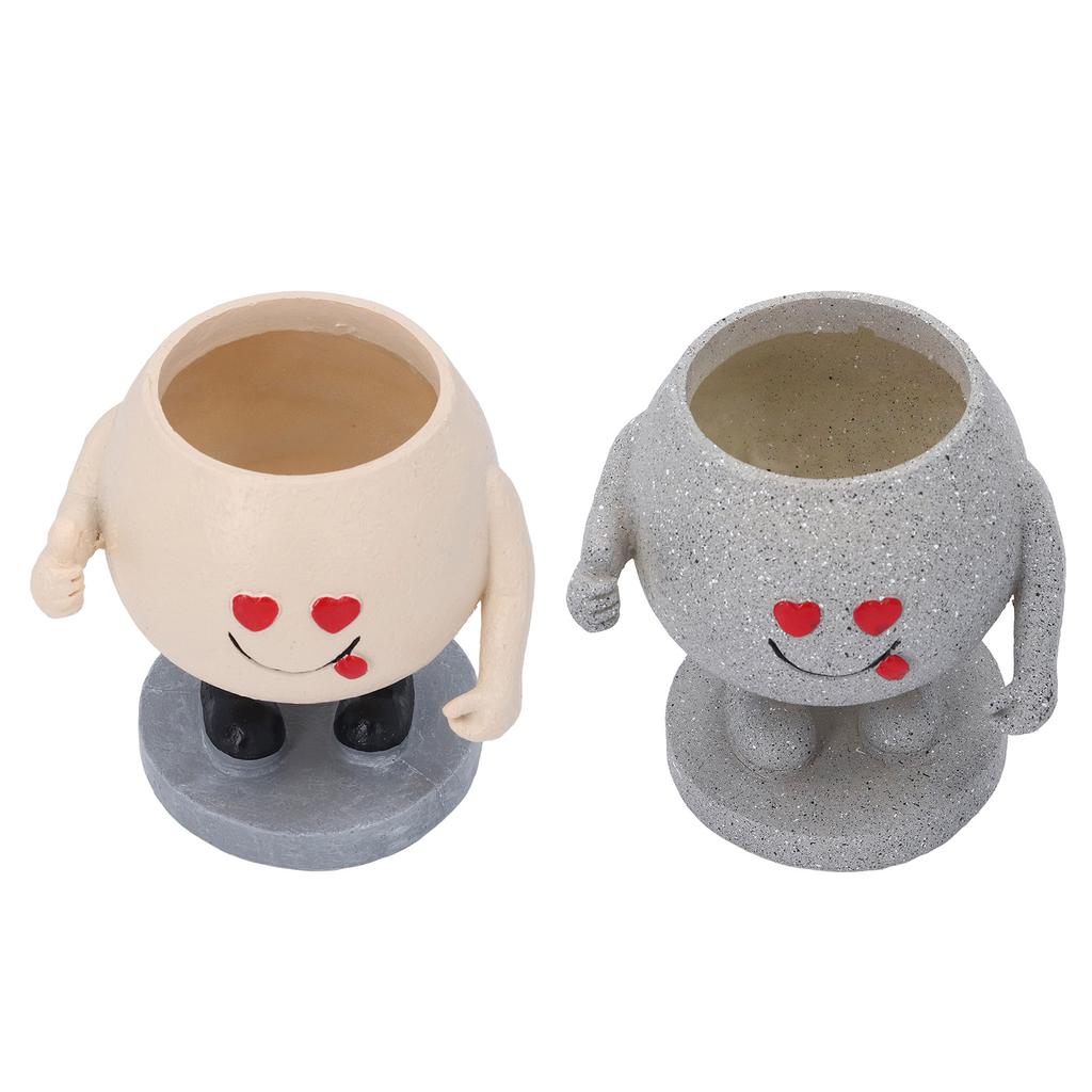 Urocza doniczka okrągła kreskówkowa żywiczna twarz doniczka doniczka z otworem drenażowym na sukulenty Ind