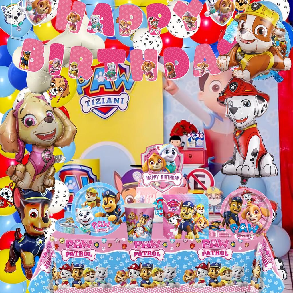 PAW Patrol Doğum Günü Süslemeleri Skye Tek Kullanımlık Sofra Takımı Seti Köpek Masa Örtüsü Tabak Hediye Çantası Bebek Partisi Çocuk Hediyesi Parti Malzemeleri