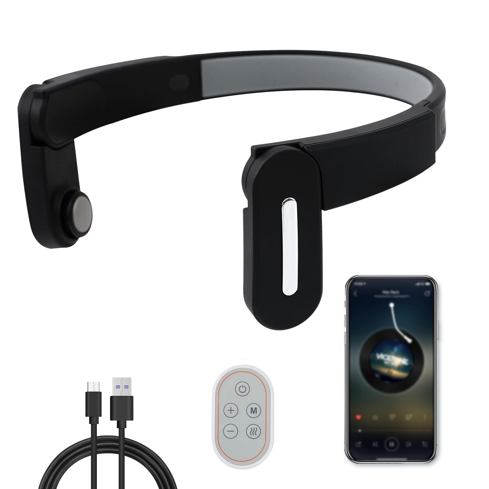 

New Bendable Myofascial Release Gun for Head and Temple Earhook Head Relaxer with English Voice 3D Vibration and Heating Graphene Bluetooth 5