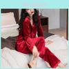 Womens Autumn Winter Satin Sleepwear Set With Long Sleeve Cardigan For Relaxing And Lounging At Home