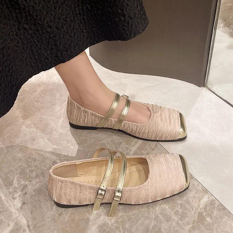 Fashion Woman Flats Splicing Evening Black Mary Jane Breathable On Promotion Lastest Quick Delivery Slip 2025 Summer 39 Shoes for Women