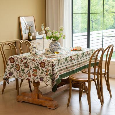 Koffietafel Tafelkleed Stof Blauwklokjes Bloem Jacquard Krullende Rand Literair Rechthoekig Eettafelkleed