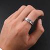 DAMAI Pure Silver Five-Pointed Star & Lightning Smiley Open Ring for Men and Women