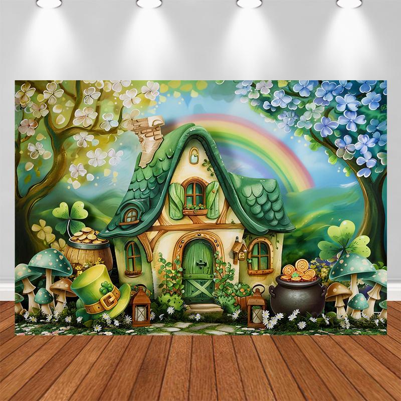 LS Photography Background Green Leave Saint Patricks Day Kid Birthday Party Cake Smash Portrait Decor Backdrop Photo Studio
