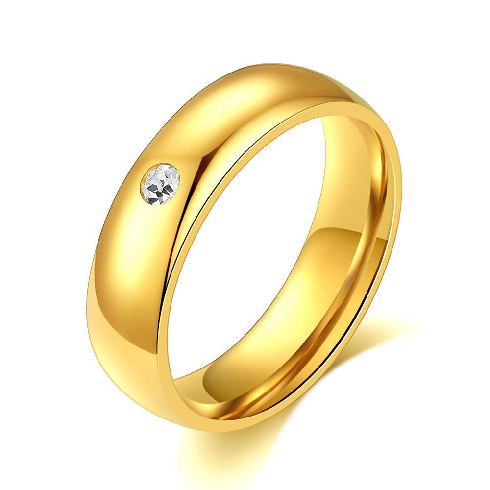 Stylish 5mm Stainless Steel Diamond Couple Ring for Men & Women