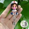 2D Flat Acrylic Cartoon Nurse & Doctor Card Holder, Retractable Badge Reel, Hospital ID Badge & Chest Pin for Doctors & Nurses