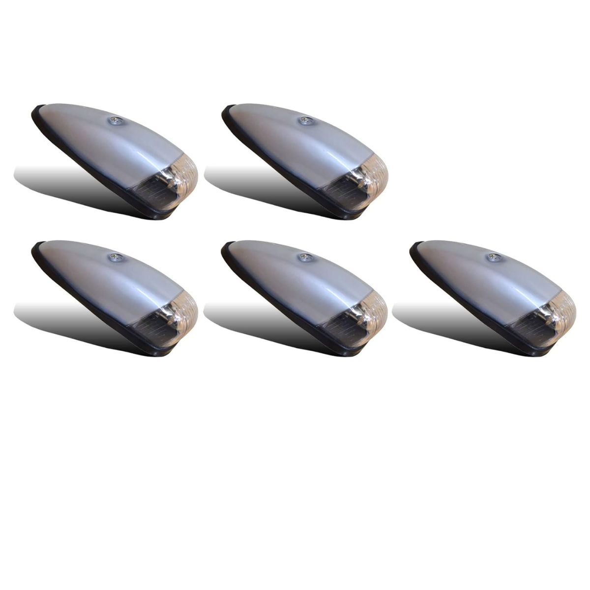 

5-Pack Teardrop Style Clear Red Marker Lights with 24V Bulbs for Heavy-Duty Trucks & Trailers чистий