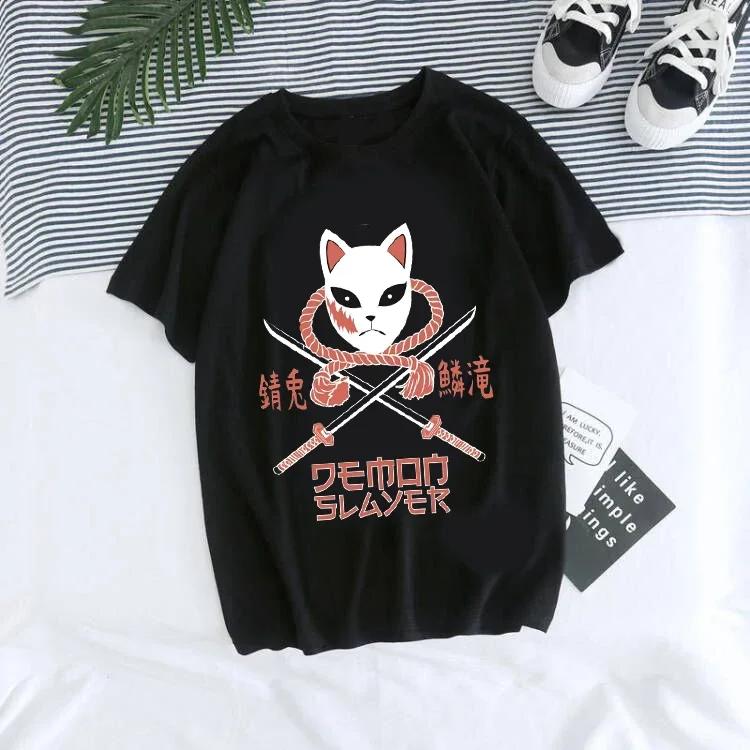 Women T-shirt Kaus Grafis Anime Demon Slayer Uniseks Tanjirou Kamado Kaus Wanita Kimetsu No Yaiba Nezuko Kaus Wanita