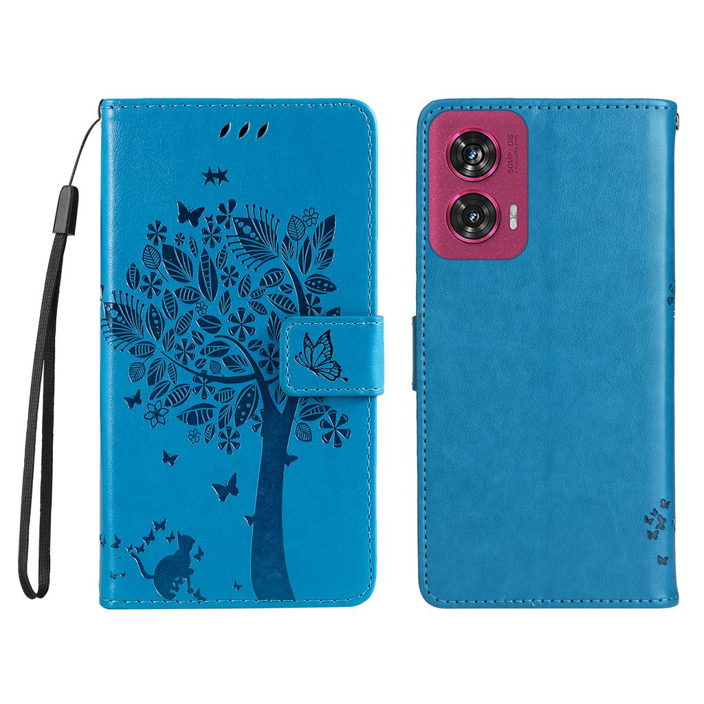 For Motorola Edge 50 Fusion 5G Phone Case with Stand Cat Tree Pattern Leather Wallet Mobile Cover