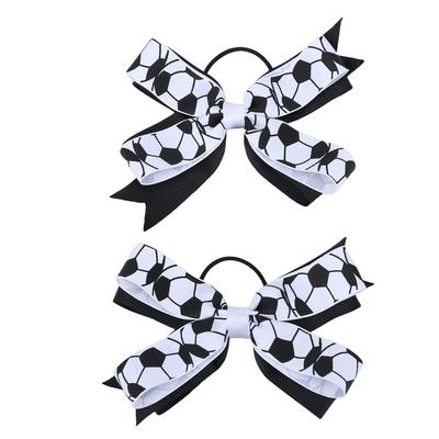 2 Stück Fußball Schleife Haargummis Sportliche Schleife Cheerleading Elastische Haarband Fußball Zubehör für Mädchen Schwarz