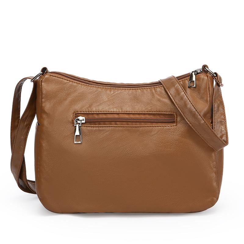 Middelaldrende og eldre kvinners veske skulderveske vintage mykt skinn mammaveske lett crossbody-veske