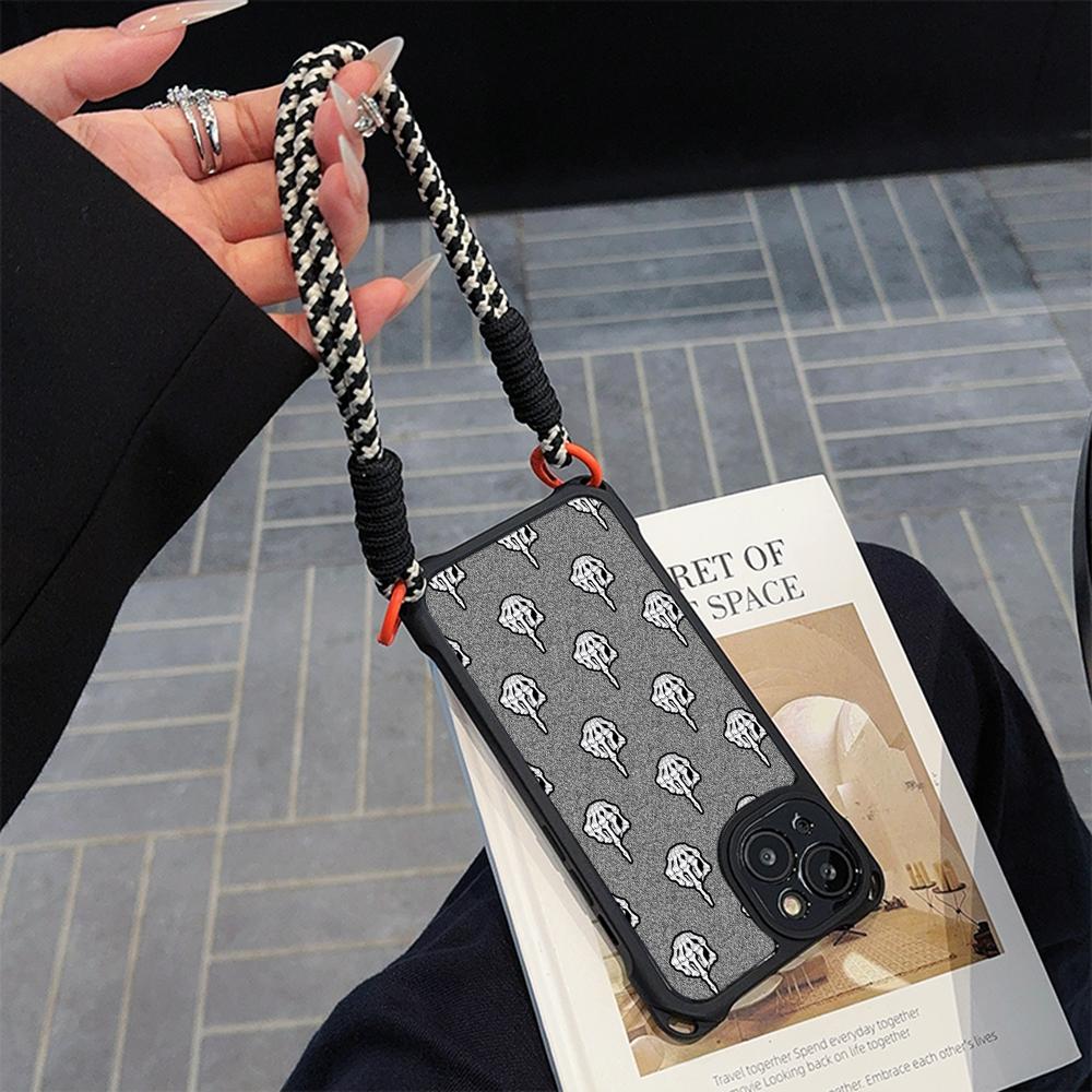 Ae80 Gesture Greeting Design Art Soft Phone Cases for iPhone 16 15 14 13 12 11 Pro Max 8 Plus XR with Wrist Strap Lanyard Corner Protection Back Cover