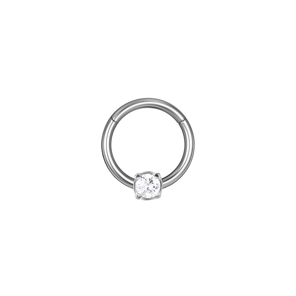 ASTM F136 Titanium Hoop Nose Ring Round Shape Lab Diamond Body Jewelry Helix Cartilage Earring for Women and Men