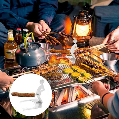 Grilovaný stojan na klobásy Stojan Muž Držák na hot dogy Vtipný BBQ stojan Nerezový Rošt na hot dogy pro kempování a večírky
