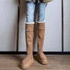 Fashion 2024 High Quality Round Toe Mid Heel Concise Women's Boots Turned-over Edge Knee-high Snow Boots Flat with Slip-on Ladies Shoes