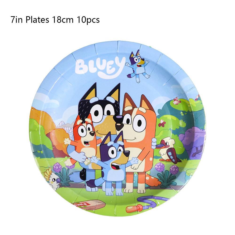 51pcs Tableware Set Plates Cups&Tablecloth For Kid's Bluey Theme Birthday Party