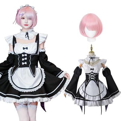 NIUKACOS Rem and Ram Cosplay Costume with Wig from Re:ZERO -Starting Life In Another World-, Anime, Maid Outfit for Adults, Perfect for Halloween, Pho