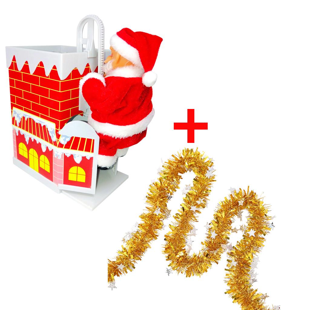 Electric Climbing Chimney Santa Claus Christmas Figurine Ornament Family Party G