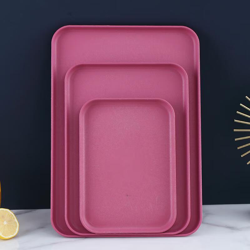 Minnah Wheat Straw Rectangular Serving & Storage Tray Large 38cm x 27cm, 3 Pack