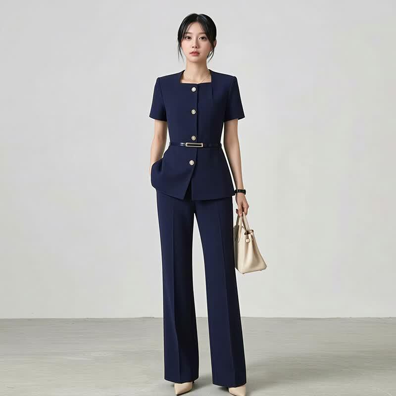Women's Summer Professional Short Sleeve Suit Set