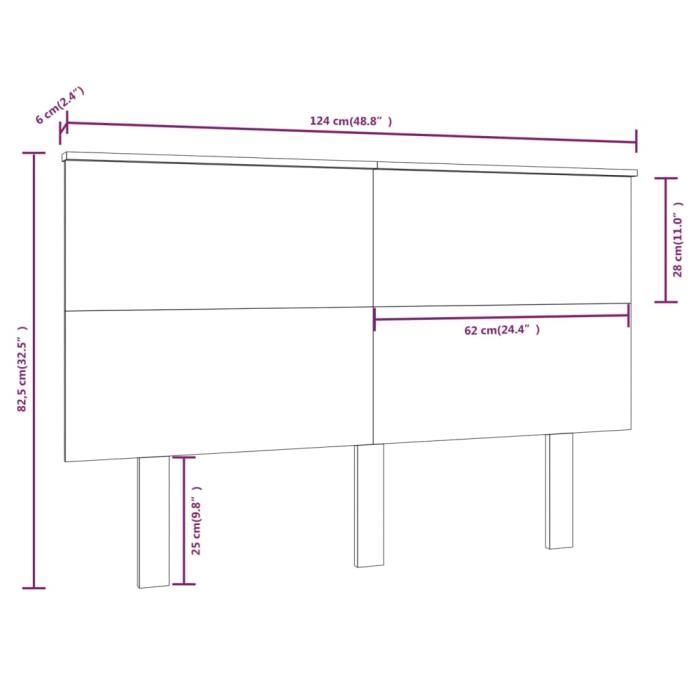 VidaXL Headboard Black 124x6x82.5 Cm Solid Pine Wood 819164