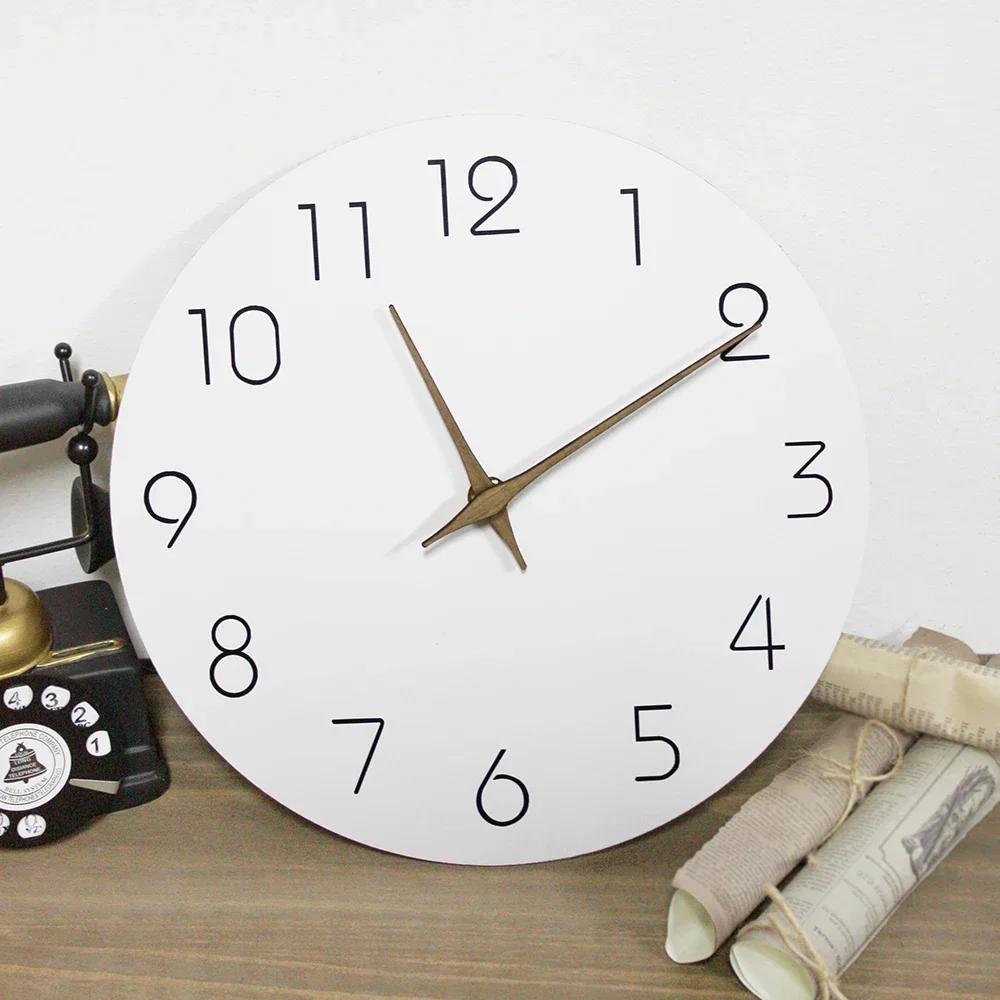 10inch Nordic Style Silent White Wooded Wall Clock Time Accuracy Minimalism Wall Decoration Clock for Living Room Bedroom