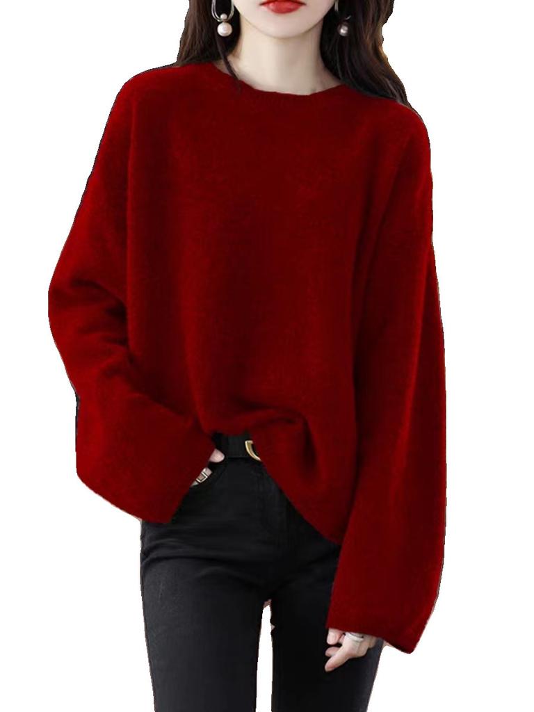 Autumn/Winter Women's Knitted Knitted Pullover Sweater Warm Loose and Slim Long Sleeve Top