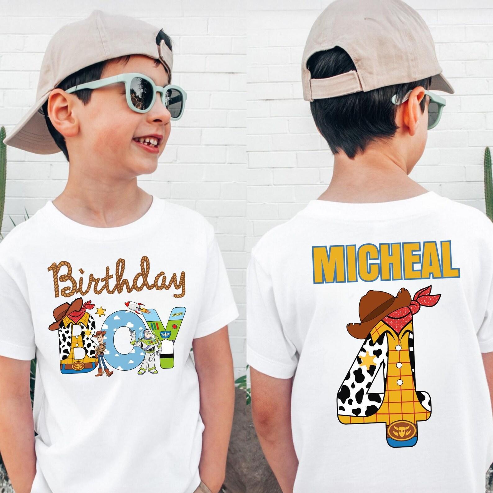 Personalized Birthday Boy Toddler Shirt, Custom Name and Age Toy Story Birthday Shirt, Disney 2nd Birthday, Two-Sided Disney Toy Story Shirt 2XL