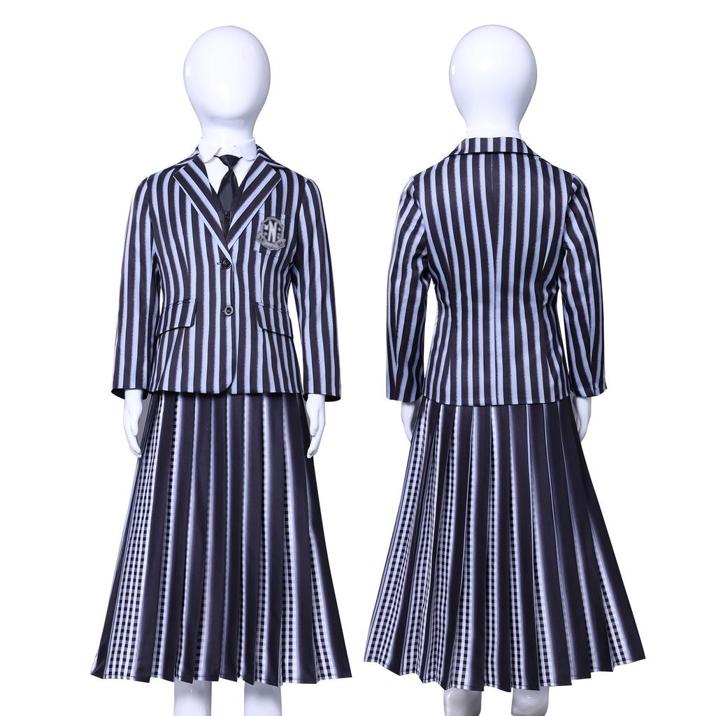 Wednesday Addams Cosplay Costume Uniform Halloween Carnival Party Christmas Play Role Clothes Clothing