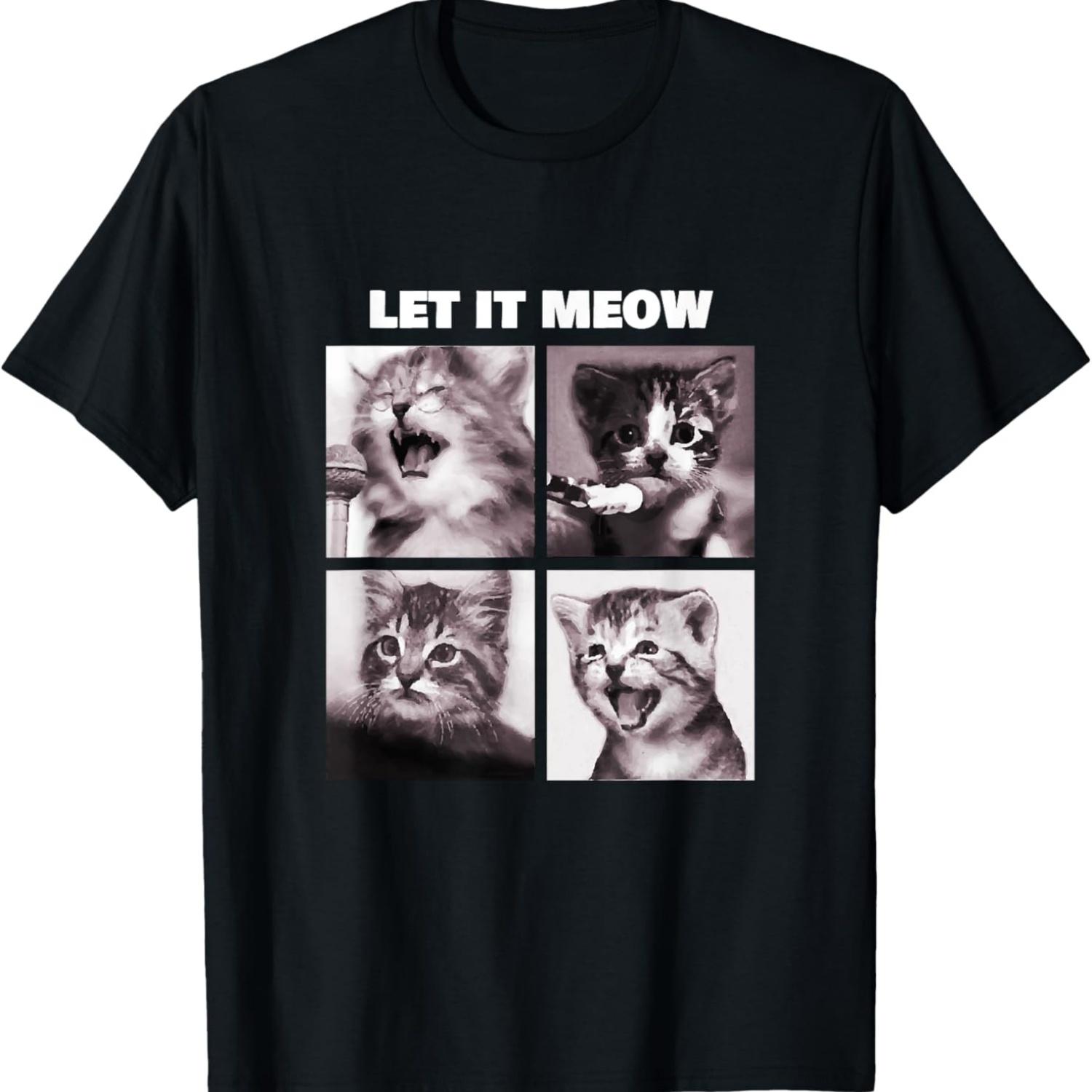 

Let It Meow - Funny Cats Kitten Singing Gift T-Shirt S чёрный