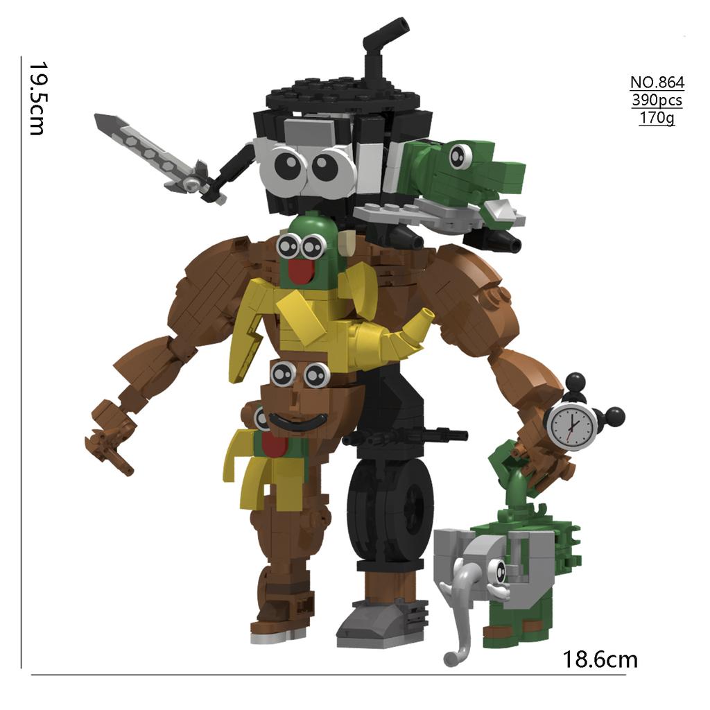 MOC Italienische Brainrot Bricks Tung Tung Sahur Figuren Tralalero Tralala Bausteine Spielzeug für Kinder Geburtstagsgeschenke