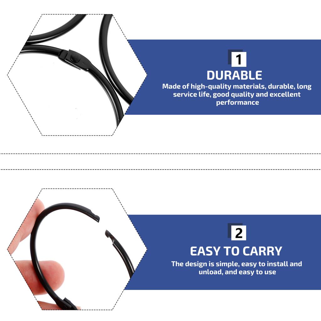 24 Pcs High Grade Iron Shower Curtain Rings Black Decorative Hooks Clips Curtain Rod Buckle Rings Household Accessories