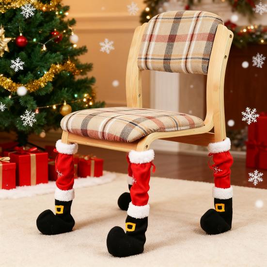 Christmas Chair Leg Covers Cartoon Table Chair Leg Socks Non-slip Furniture Protective Cover for Xmas Home Kitchen Dining Room Decor