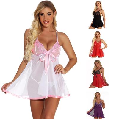 S-6XL Große Größen Europäische & Amerikanische Erotische Spitze Dessous Nachthemd mit Sexy Stickerei & Pailletten Details