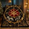 Wolves and Rune Patterns Flannel printed blanket suitable for all seasons suitable for living room office sofa and travel