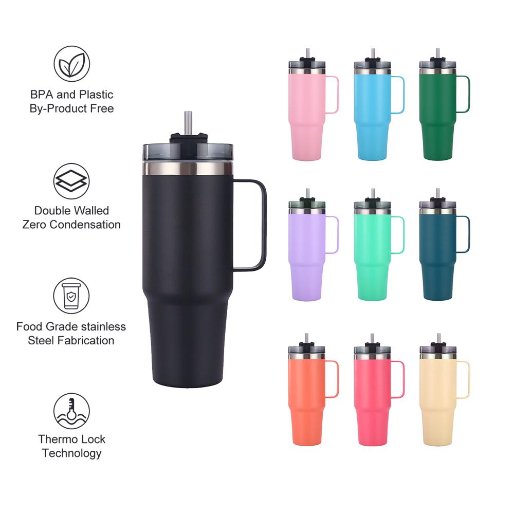 Wholesale Bulk 40oz Custom logo Reusable Insulated Tumbler with Straw Thermo Tumbler Water Tumbler