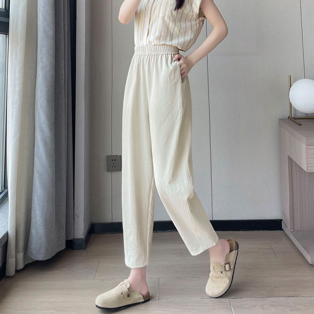 

Petite Women s Quick-Dry Ice Silk Harem Pants - Nine-Point Length, Carrot Shape, Slimming, Summer Thin Style S (within 95 jin)