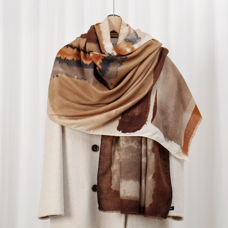 Italian over-skin-friendly velvet, skin-friendly and warm in autumn and winter, imitation cashmere printed scarf, versatile shawl