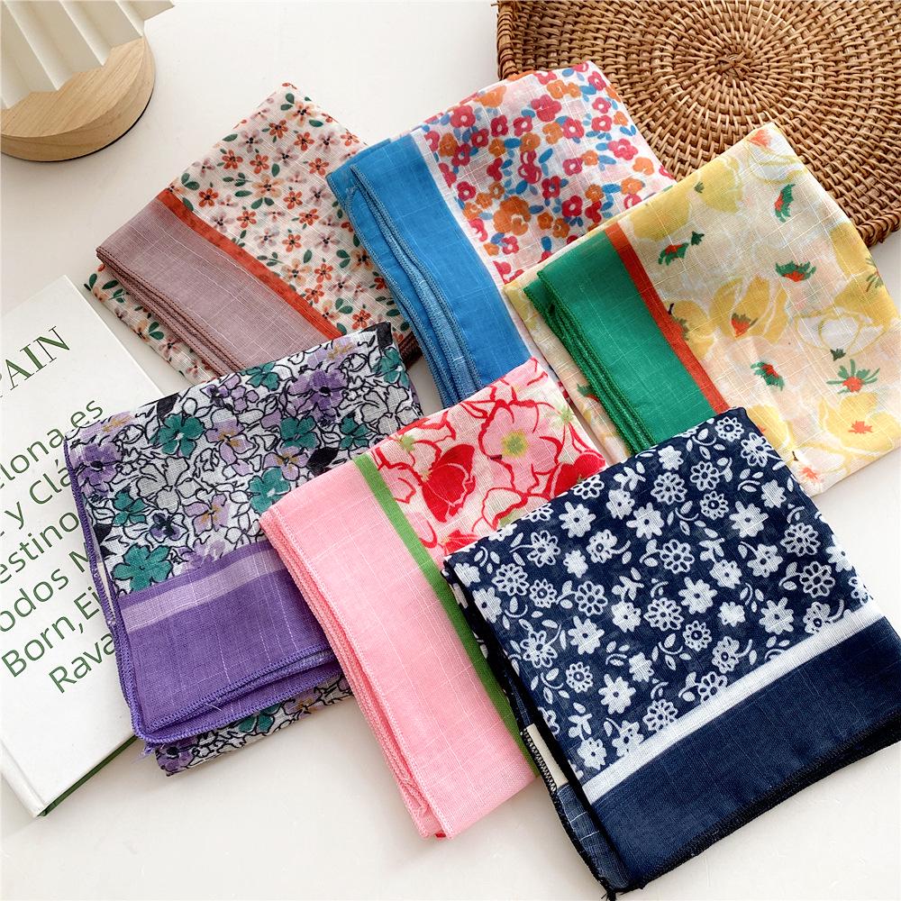 58 Cotton Linen Silk Scarf - Versatile Korean Fashion Neck and Head Bandana for Women