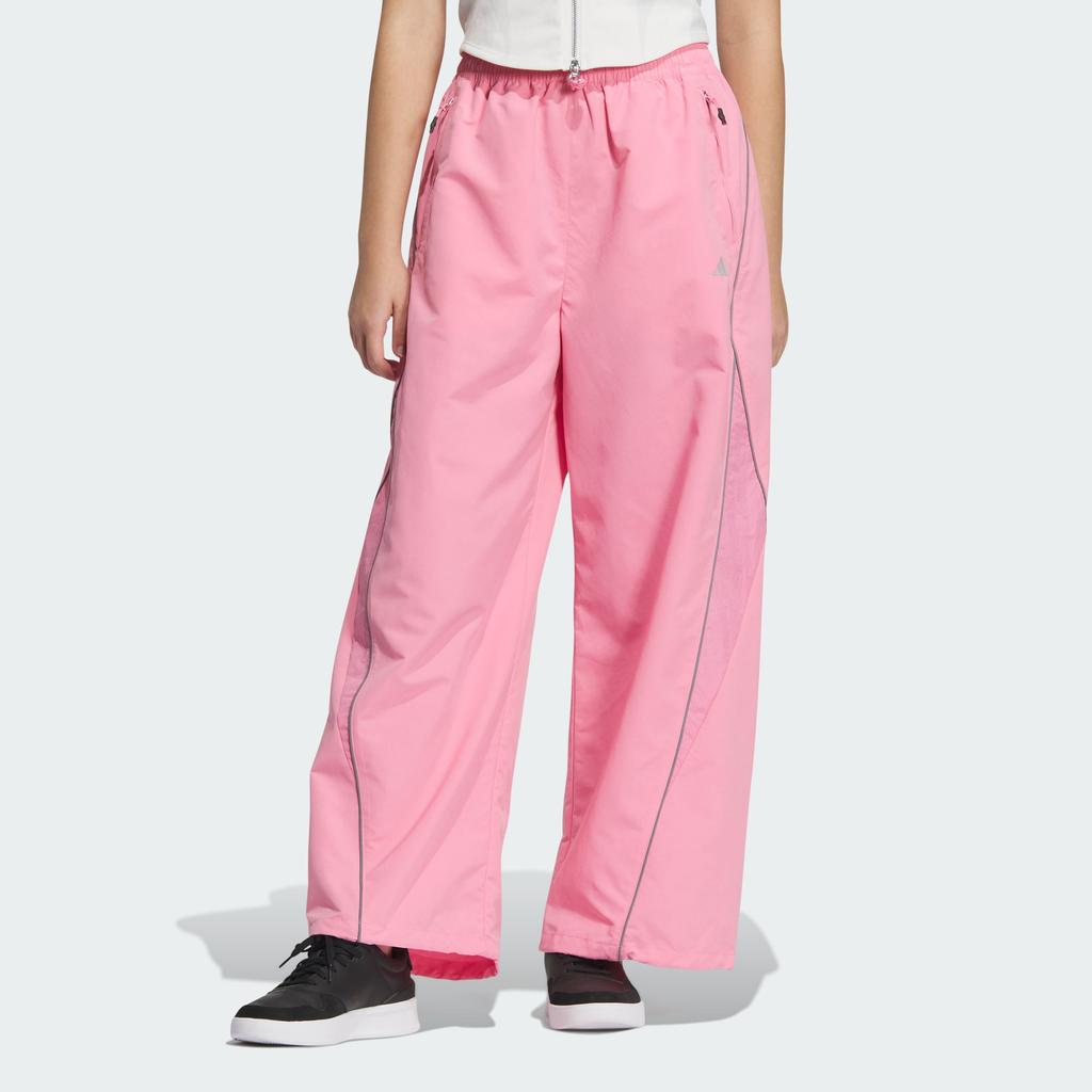 Adidas Solid Color Mid Waist Drawstring Straight Leg Retro Sports Casual Pants Women Bottoms Pink JJ3782