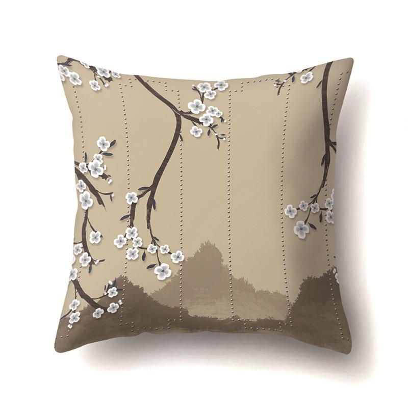 Leaves, Geometric Branches, Sofa Pillowcase, Single-sided Office Cushion Cover, Living Room Pillowcase, Biker Waist Pillowcase