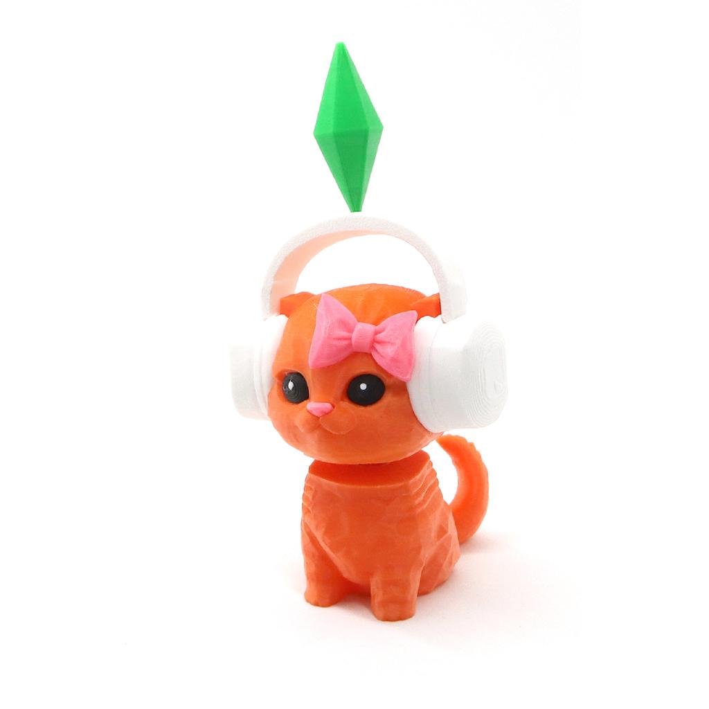 Roztomilá tančící kočka se sluchátky 3D tištěná figurka kočky moderní bytová dekorace do obývacího pokoje, kanceláře, stolu, dekorace, dárek