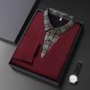 Business T-Shirt Match Plaid Men'S Shirt Collar Long-Sleeved Polo Shirt Fake Two-Piece Knitted Bottoming Shirt