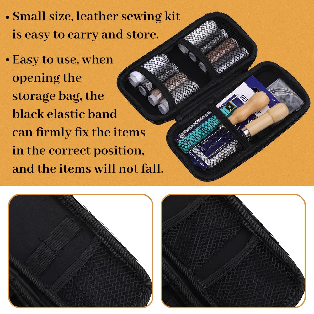 Fenrry 54PCS Leather Sewing Kit Leather Stitching Kit with Awl Sewing Thread Seam Ripper Scissors Leather Tools for Starts